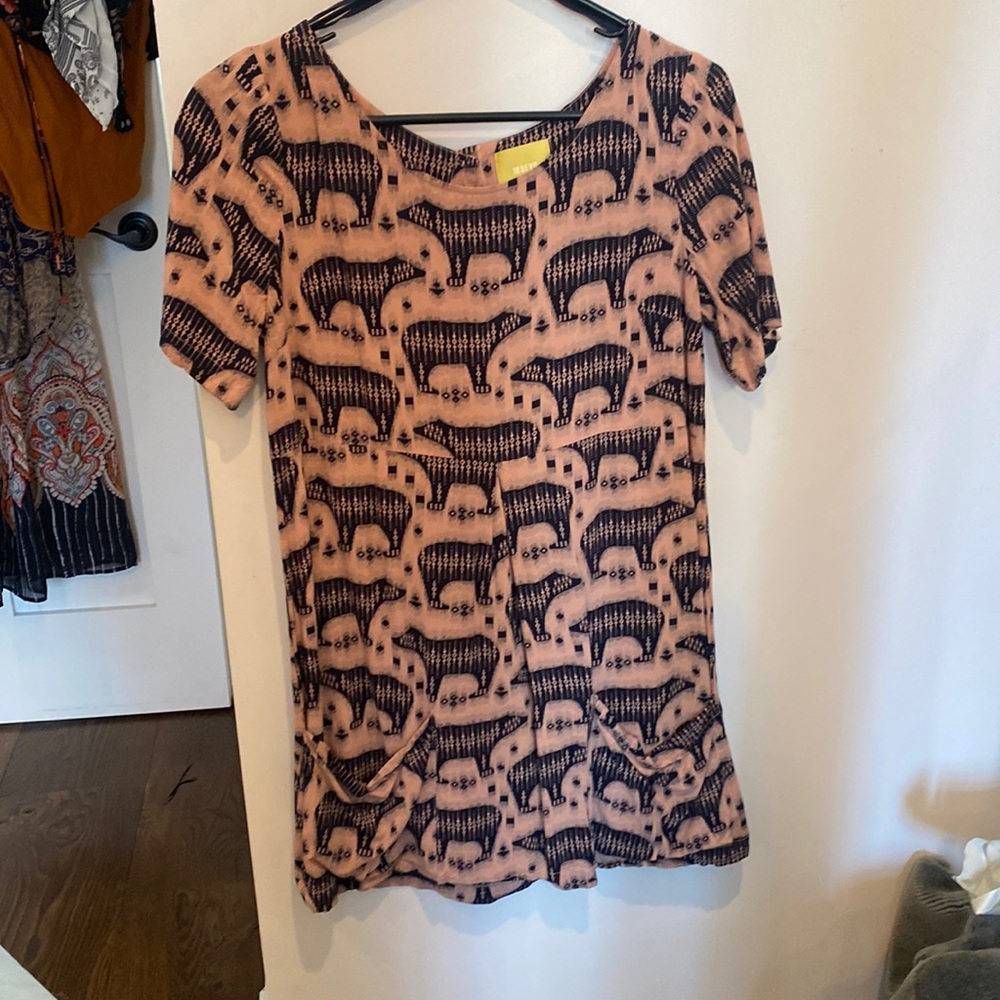 Maeve pink dress printed with cute blue bears